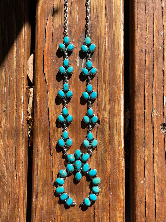 Kingman Turquoise Naja Necklace | Sterling Silver 925 B878