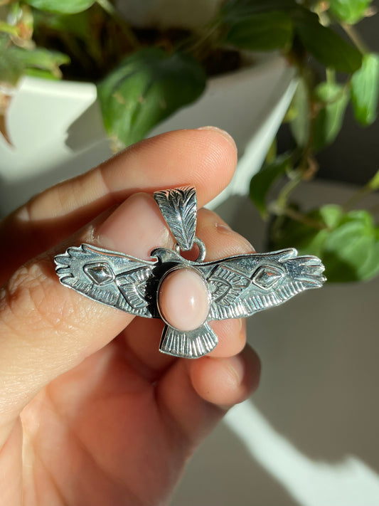 Pink Conch Thunderbird Pendant | Sterling Silver 925 B808