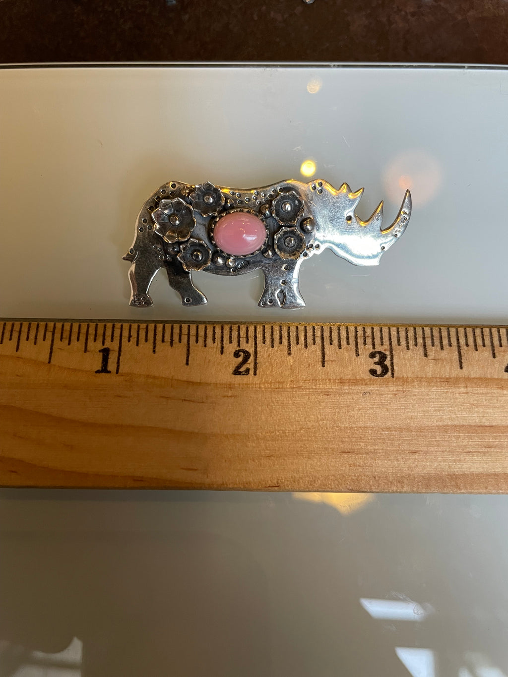 Pink Conch Rhino Pendant | 925 Sterling Silver C525