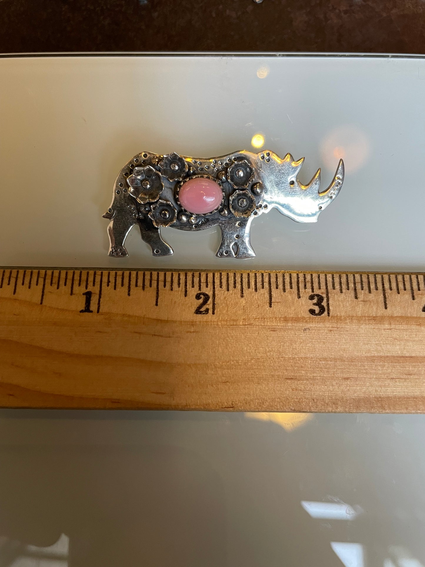 Pink Conch Rhino Pendant | 925 Sterling Silver C525
