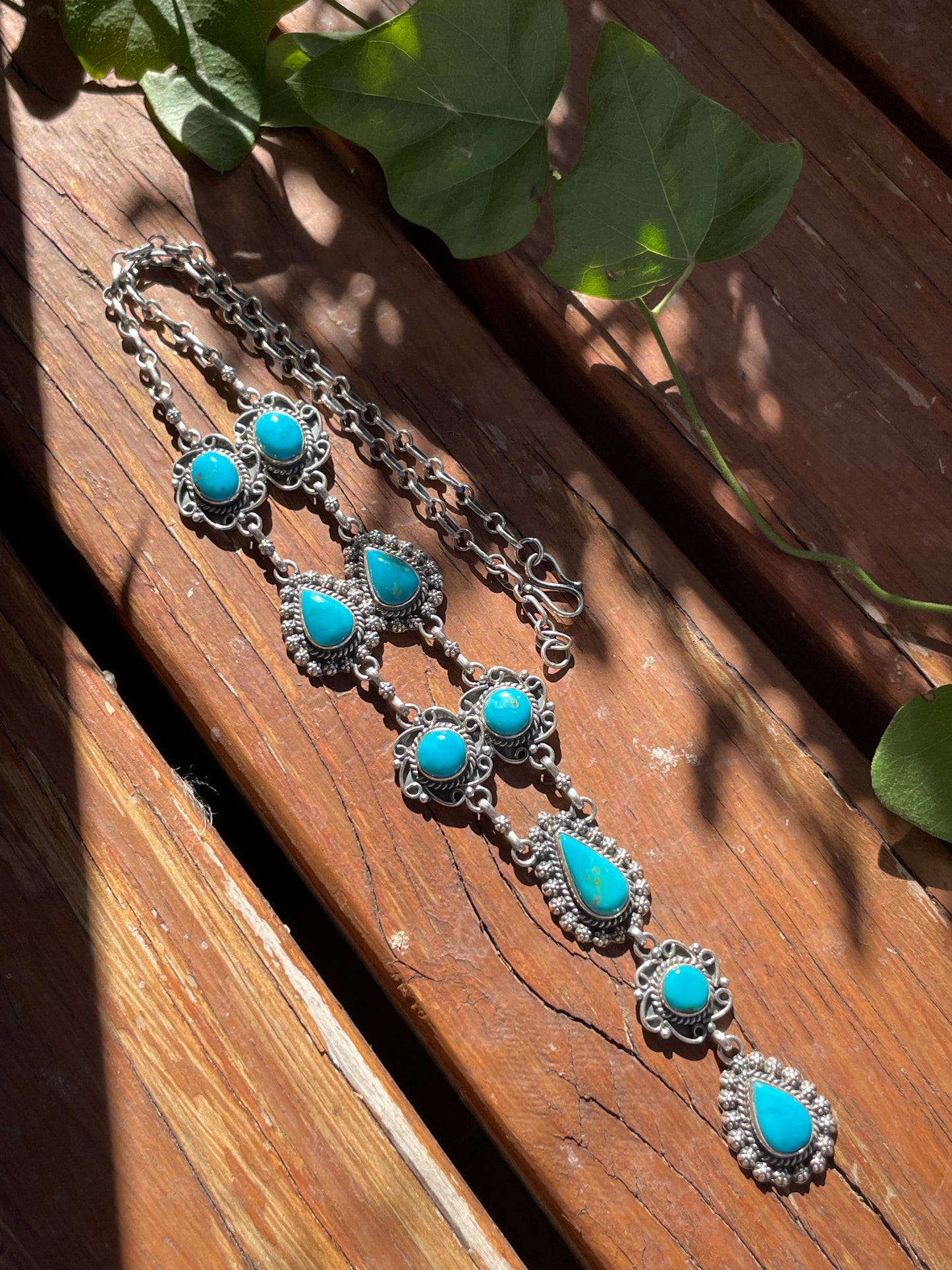 Kingman Turquoise Lariat Necklace | Sterling Silver 925 B874