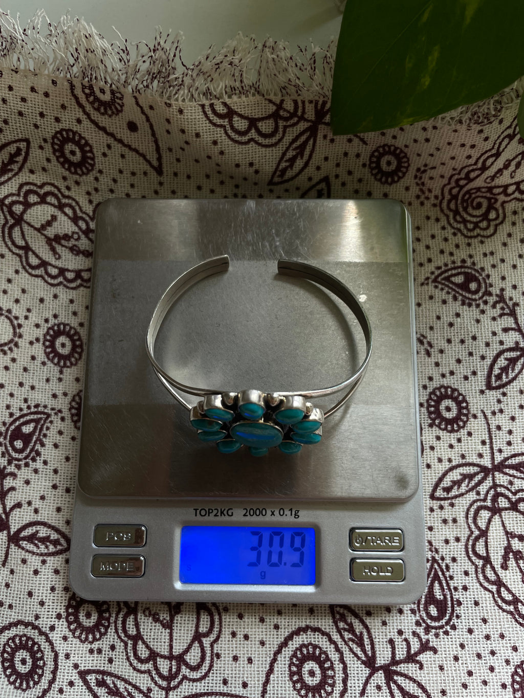 Turquoise Cluster Cuff Bracelet | 925 Sterling Silver D275