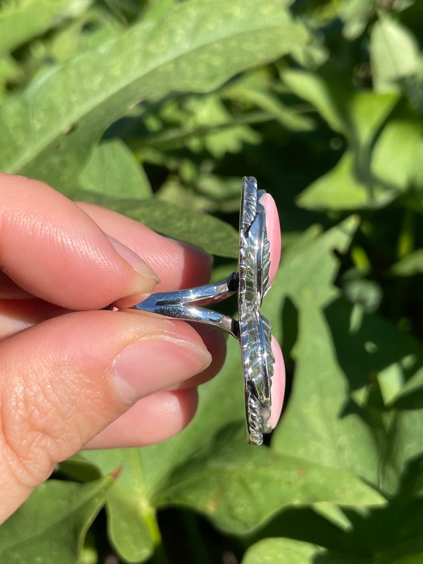 Pink Conch Leaf Design Ring | 925 Sterling Silver | Size 7 B356