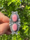 Pink Conch Floral Ring Size 7 | 925 Sterling Silver B583