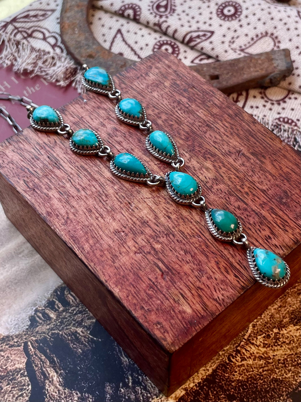 Kingman Turquoise Lariat Necklace | 925 Sterling Silver D226