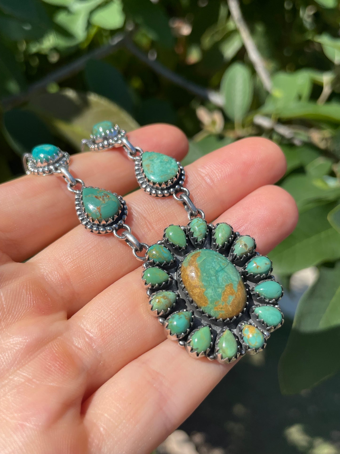 Turquoise Cluster Necklace | 925 Sterling Silver D122