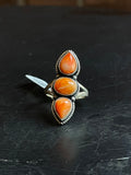 Spiny Oyster Three Stone Ring | Sterling Silver | Size 7 | A255