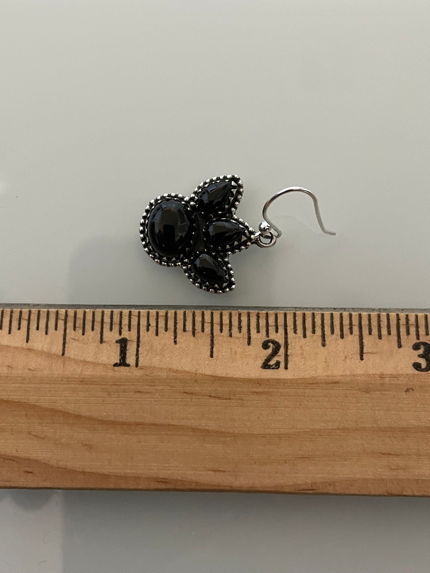 Black Onyx Paw Earrings | 925 Sterling Silver Hook E399