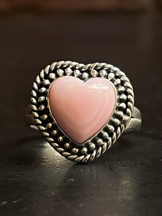 Pink Conch Heart Ring Size 7.75 | 925 Sterling Silver G118