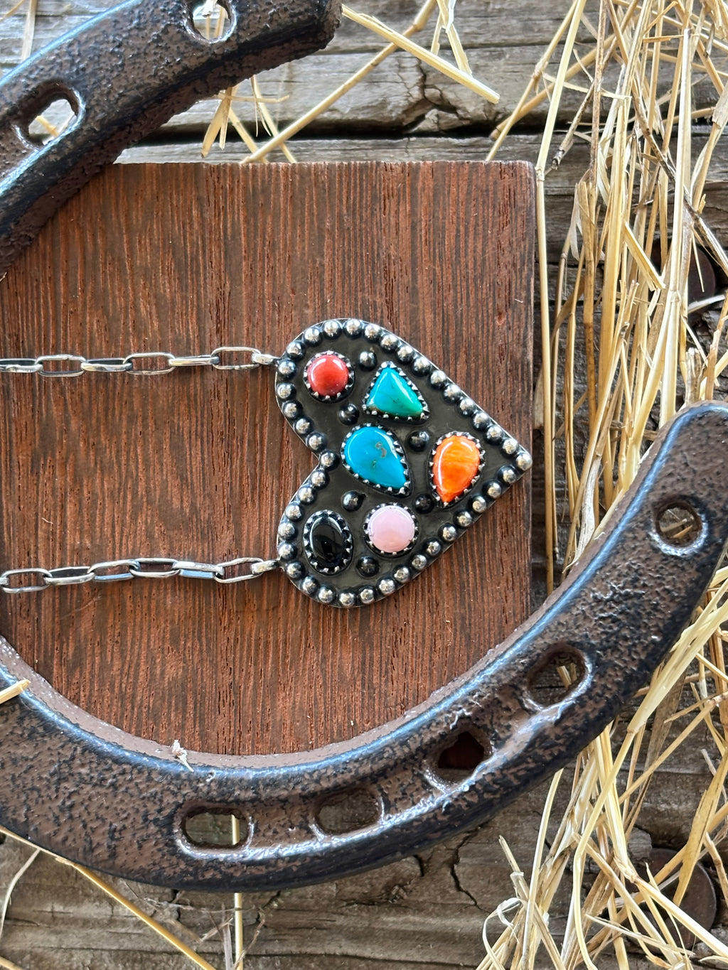 Mixed Stone Heart Necklace | 925 Sterling Silver Z12