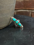 Turquoise Triple Stone Ring | 925 Sterling Silver | Size 9 C311