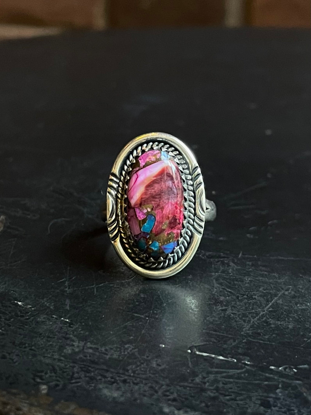 Pink Dahlia Stone Ring Size 9 | 925 Sterling Silver E462