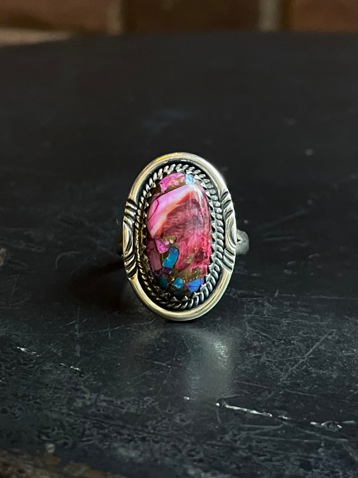 Pink Dahlia Stone Ring Size 9 | 925 Sterling Silver E462