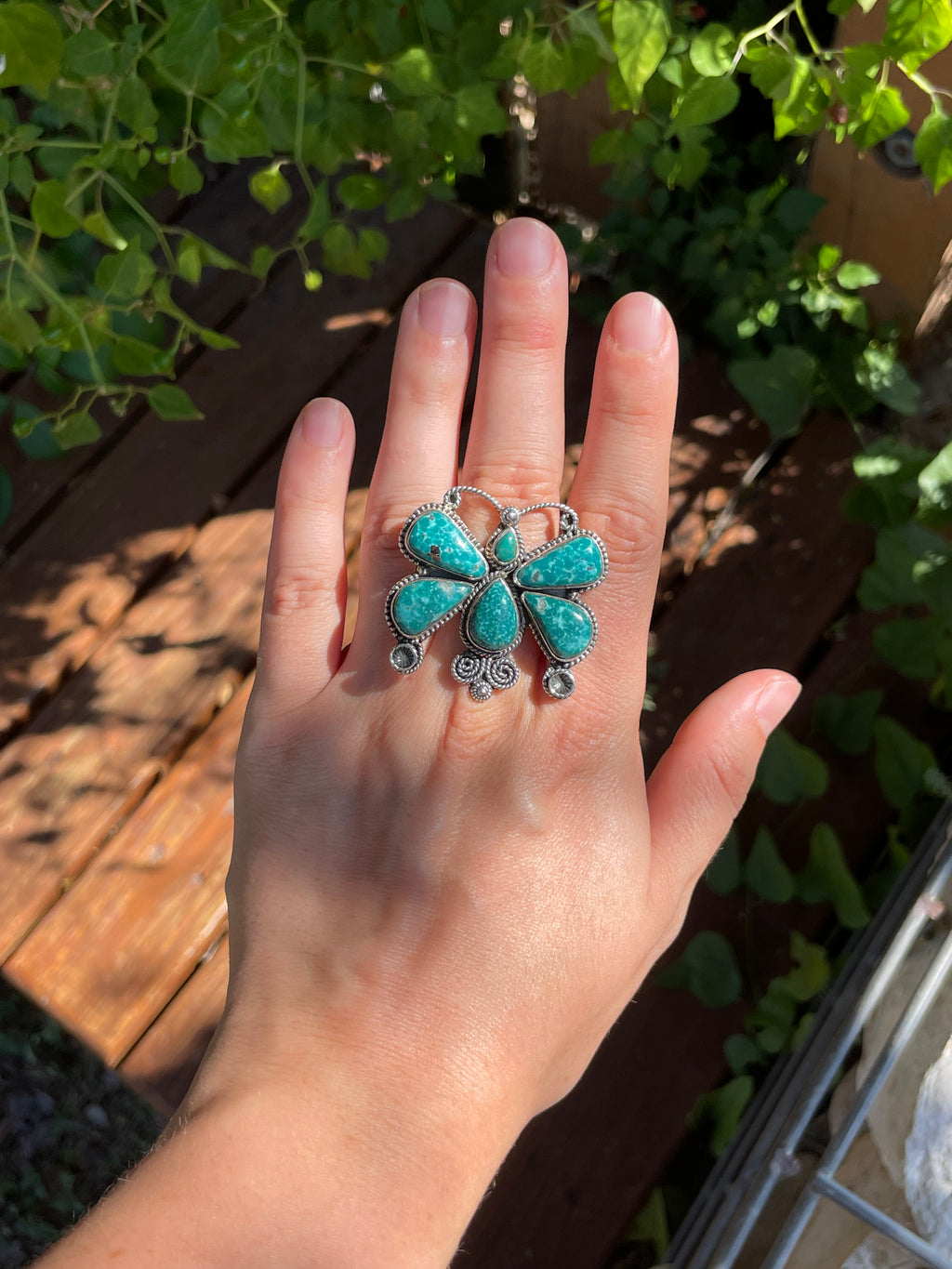 Chrysocolla Butterfly Ring | 925 Sterling Silver | Size 7 Y79