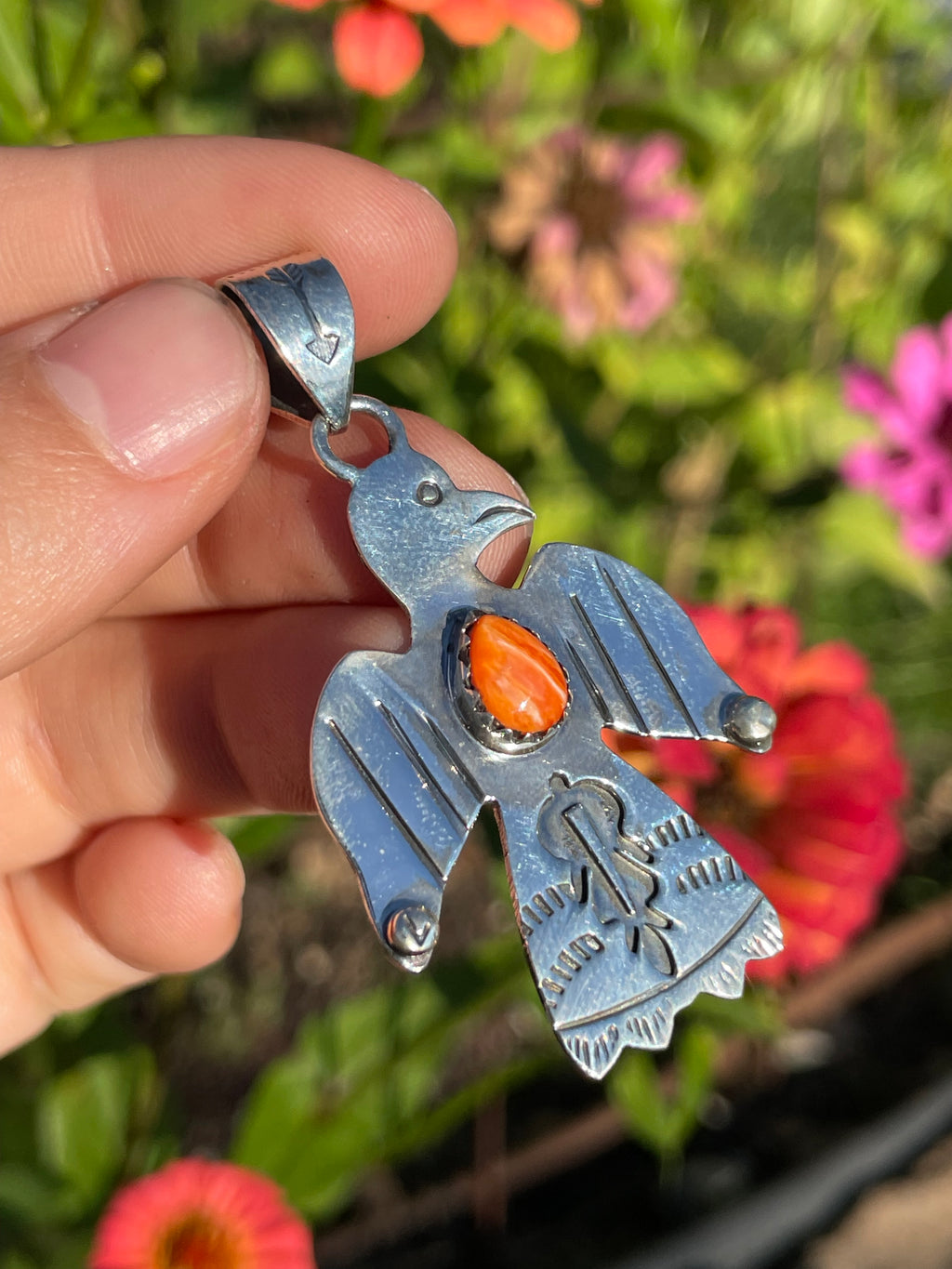 Spiny Oyster Thunderbird Pendant | Sterling Silver 925 B487