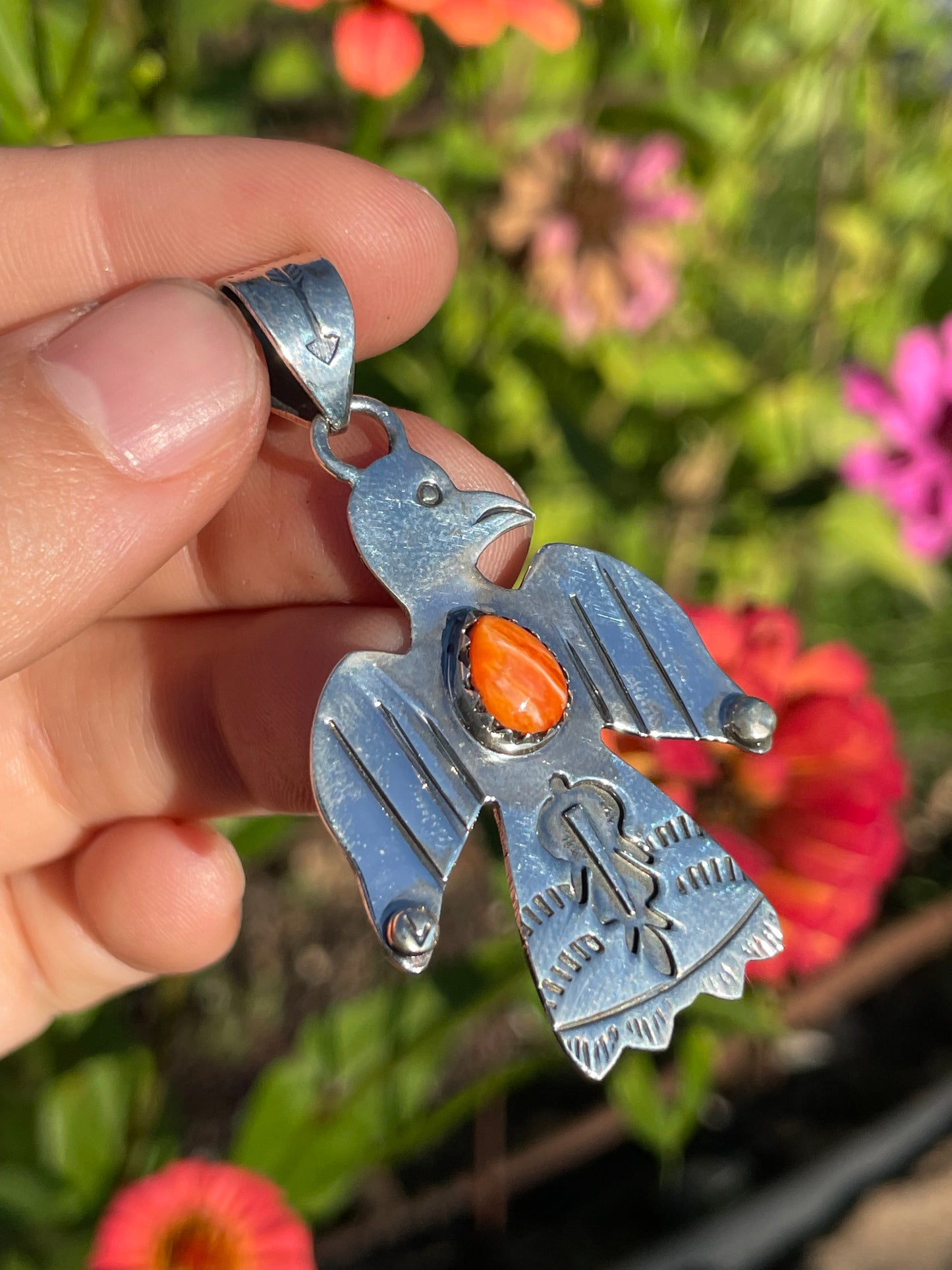 Spiny Oyster Thunderbird Pendant | Sterling Silver 925 B487
