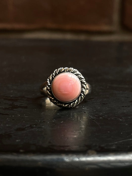 Pink Conch Rope Ring Size 8 | 925 Sterling Silver Southwest E132