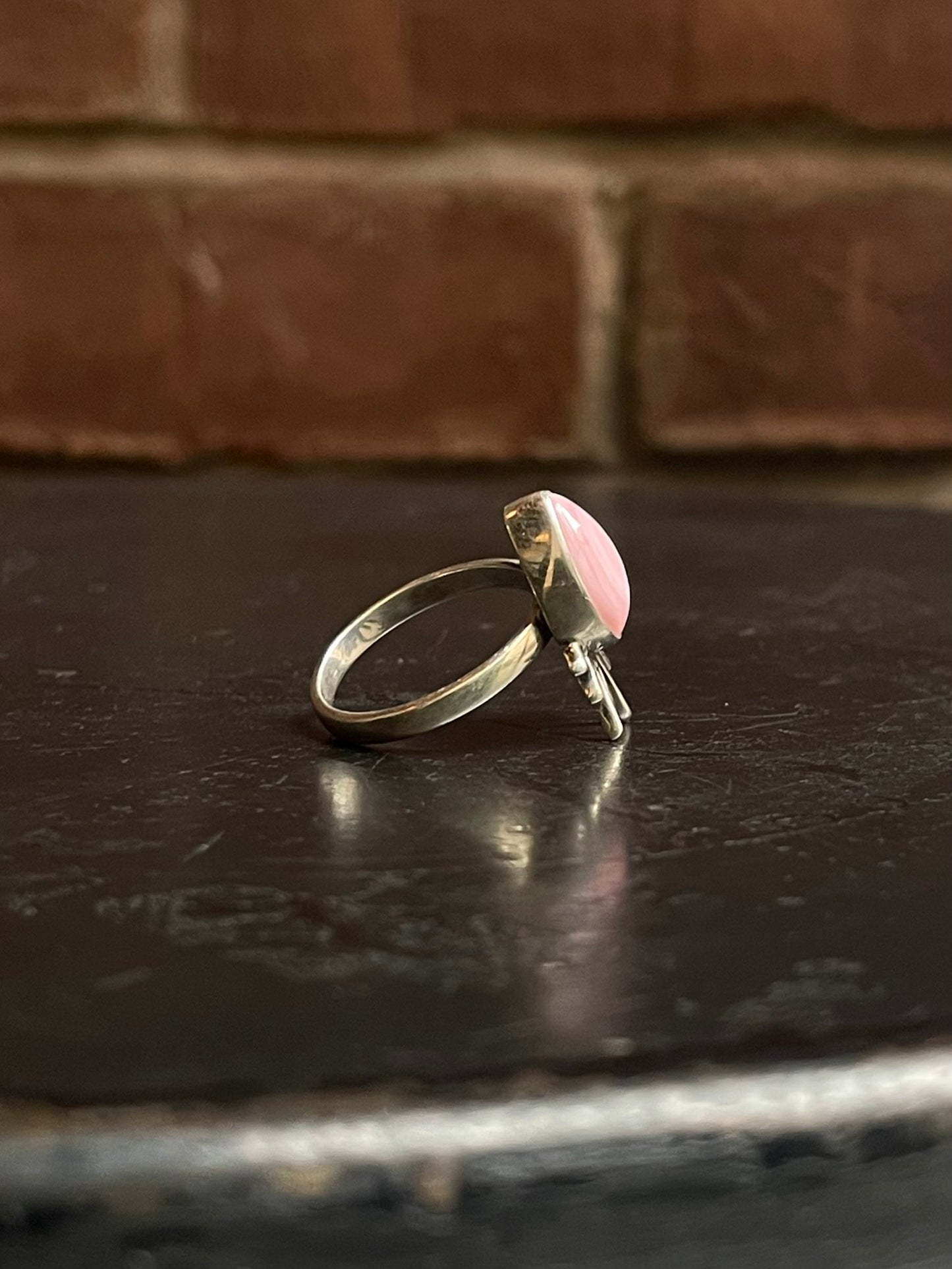 Pink Conch Tear Drop Ring Size 7 | 925 Sterling Silver G160