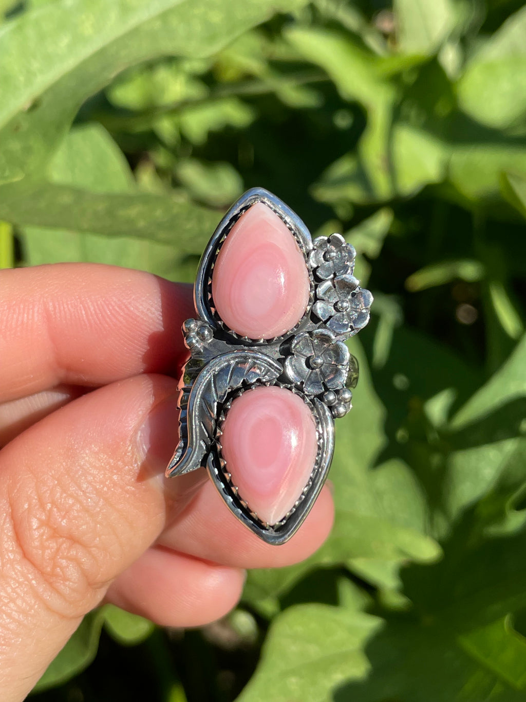 Pink Conch Leaf Design Ring | 925 Sterling Silver | Size 9 B342