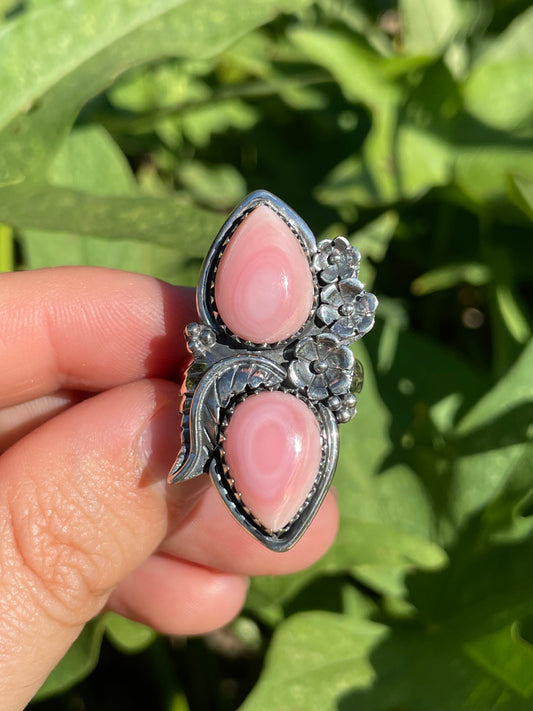 Pink Conch Leaf Design Ring | 925 Sterling Silver | Size 9 B342