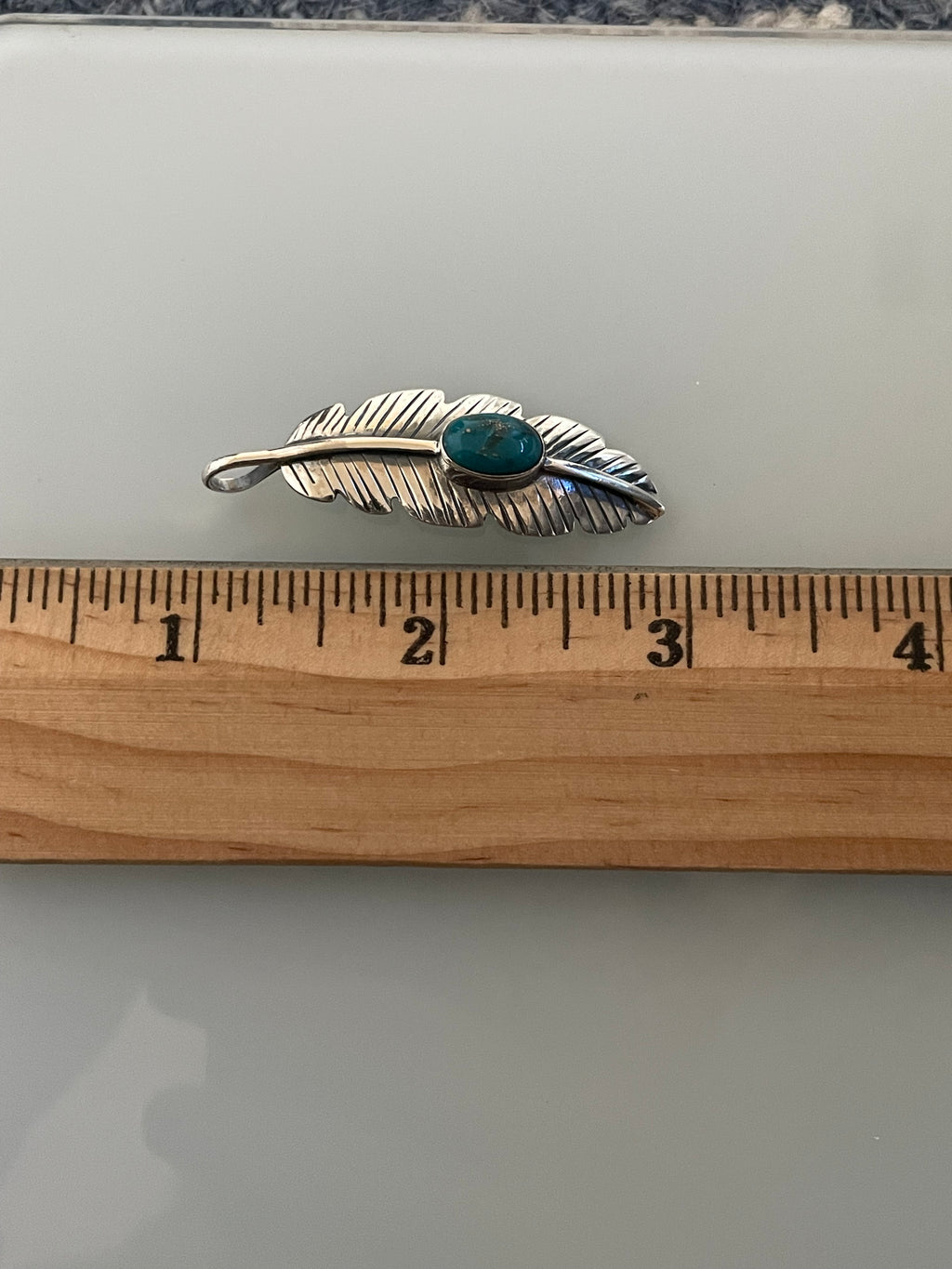 Turquoise Feather Pendant | 925 Sterling Silver C911