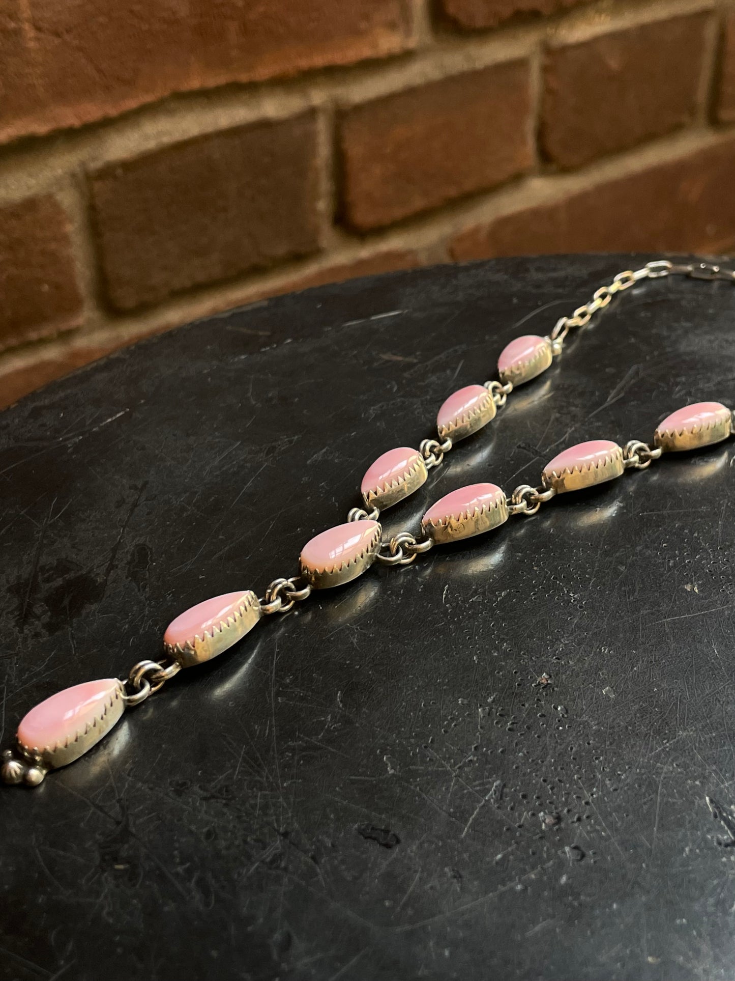 Pink Conch Tear Drop Necklace | 925 Sterling Silver E978