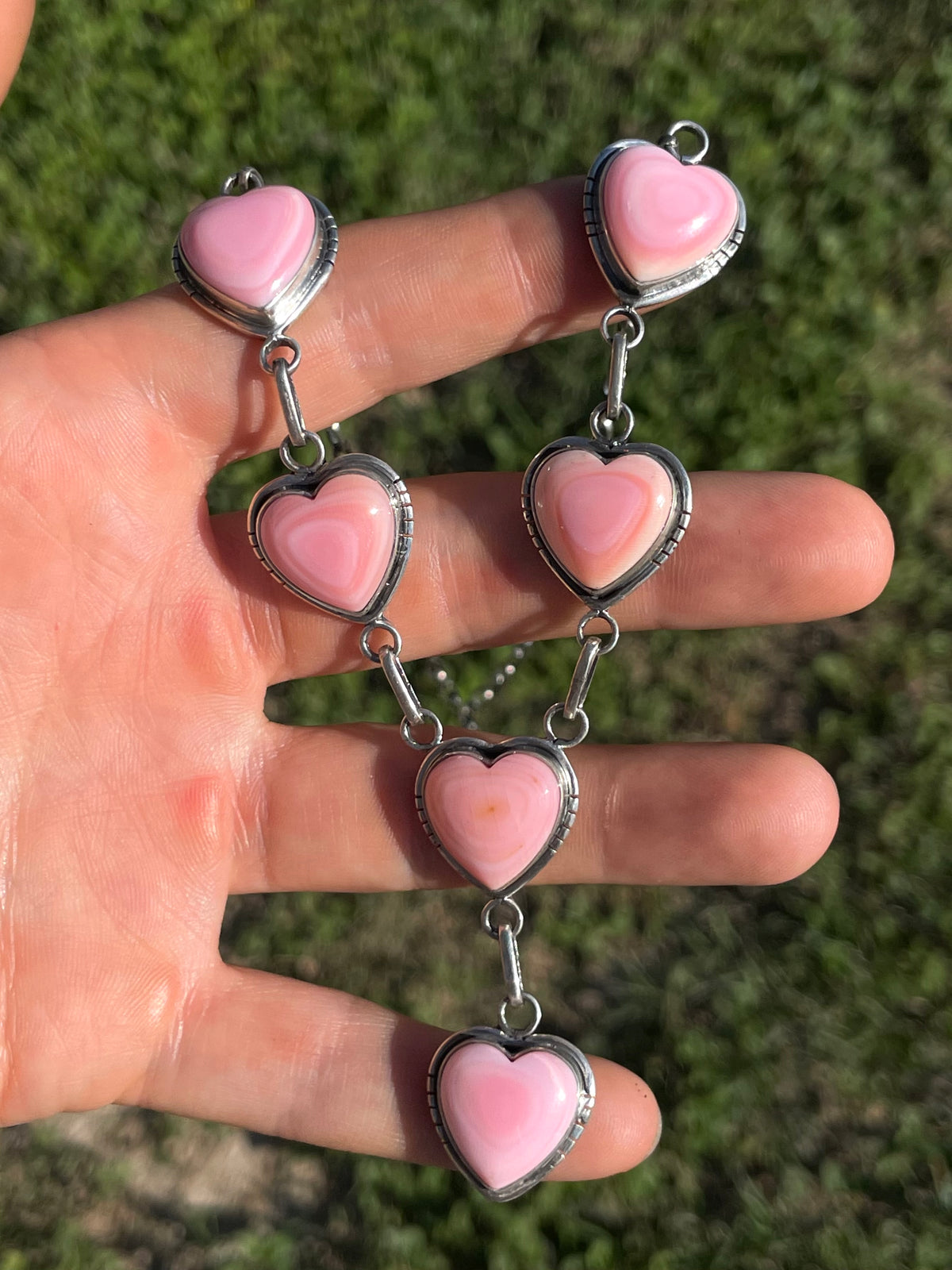 Pink Conch Heart Necklace | Sterling Silver G456