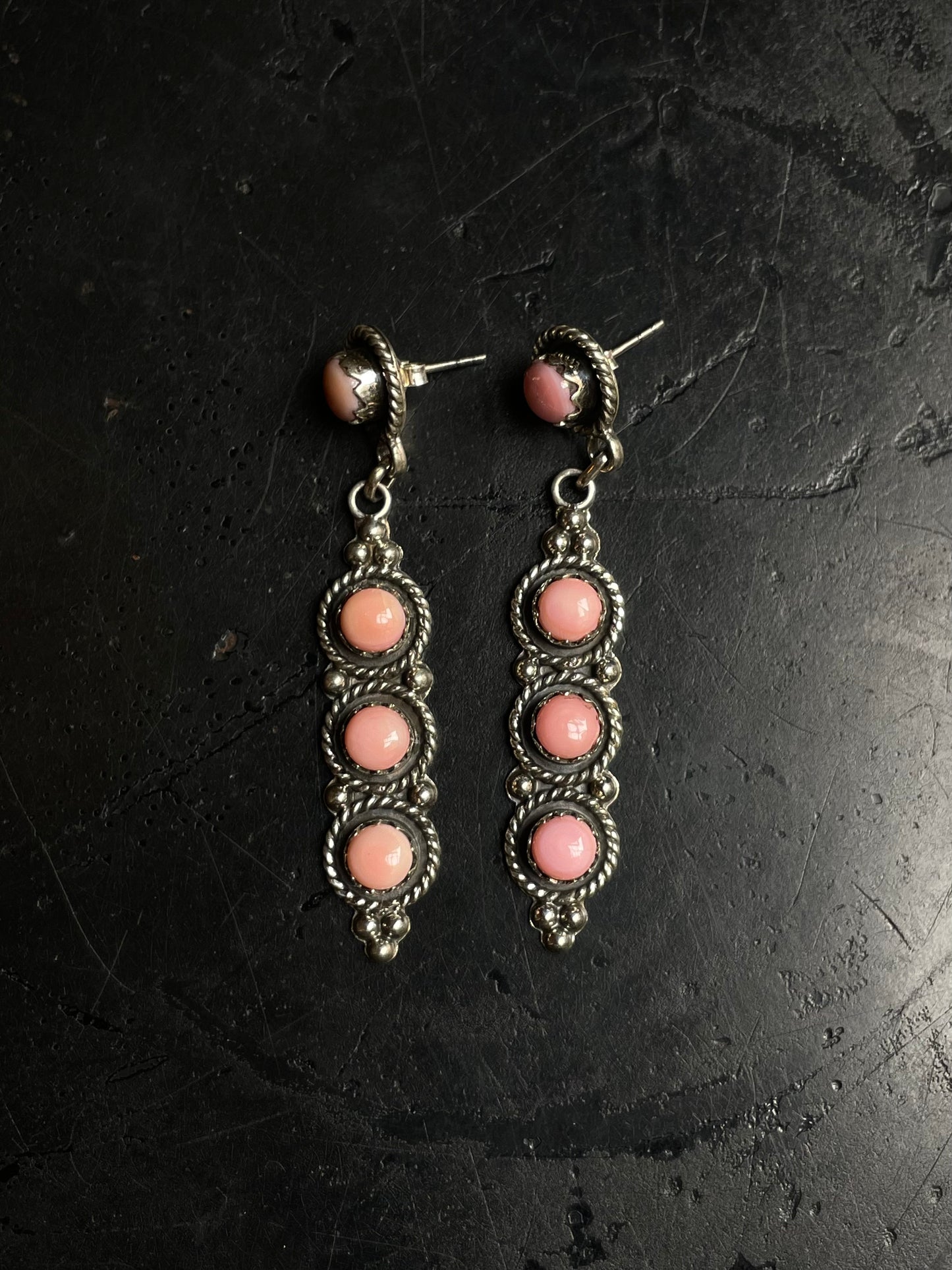 Pink Conch Drop Stud Earrings | 925 Sterling Silver C970