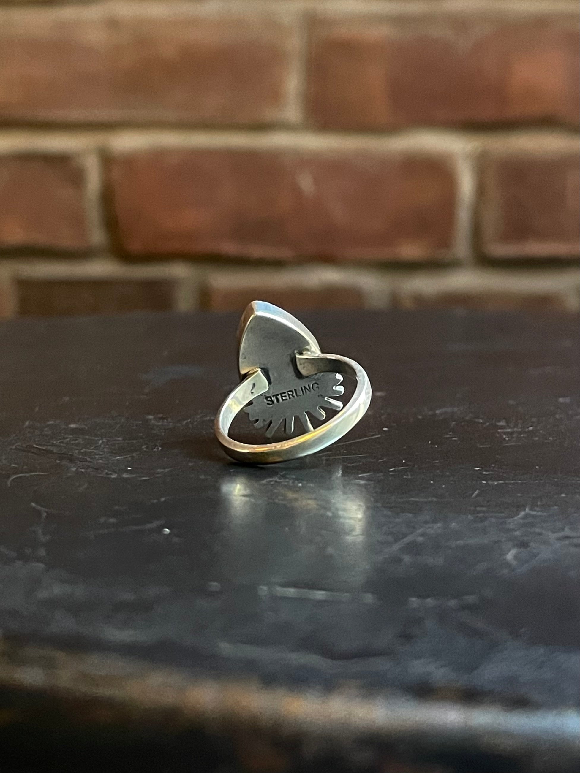 Pink Conch Tear Drop Ring Size 6.75| Sterling Silver E919
