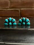 Kingman Turquoise Cluster Stud Earrings | Sterling Silver E659