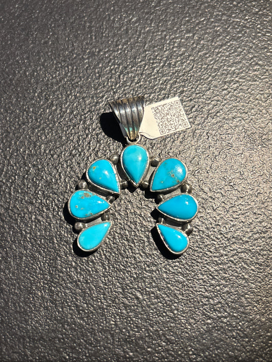 Kingman Turquoise Naja Pendant | Sterling Silver | A673