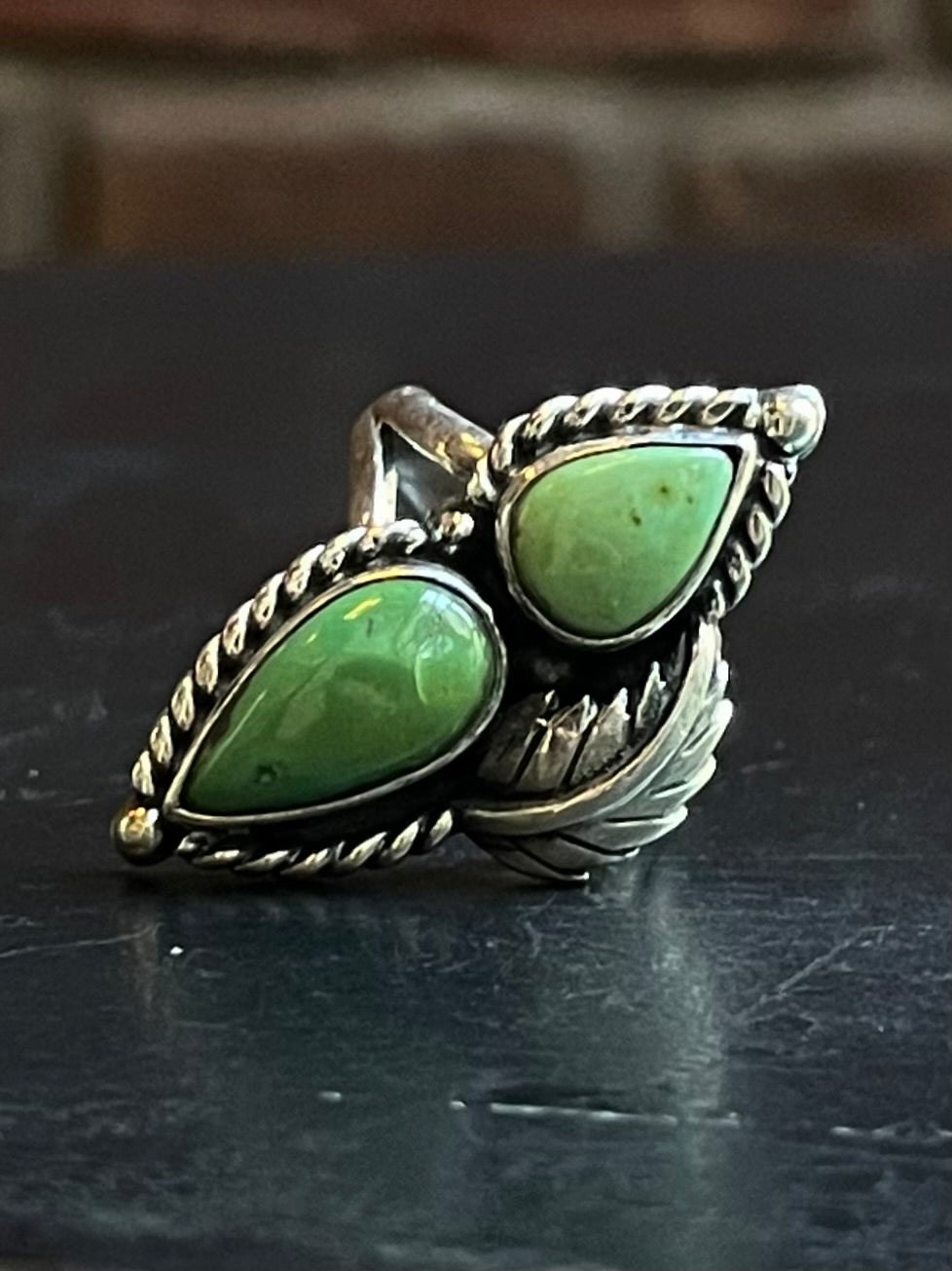 Turquoise Tear Drop Ring Size 6.75 | Sterling Silver E855