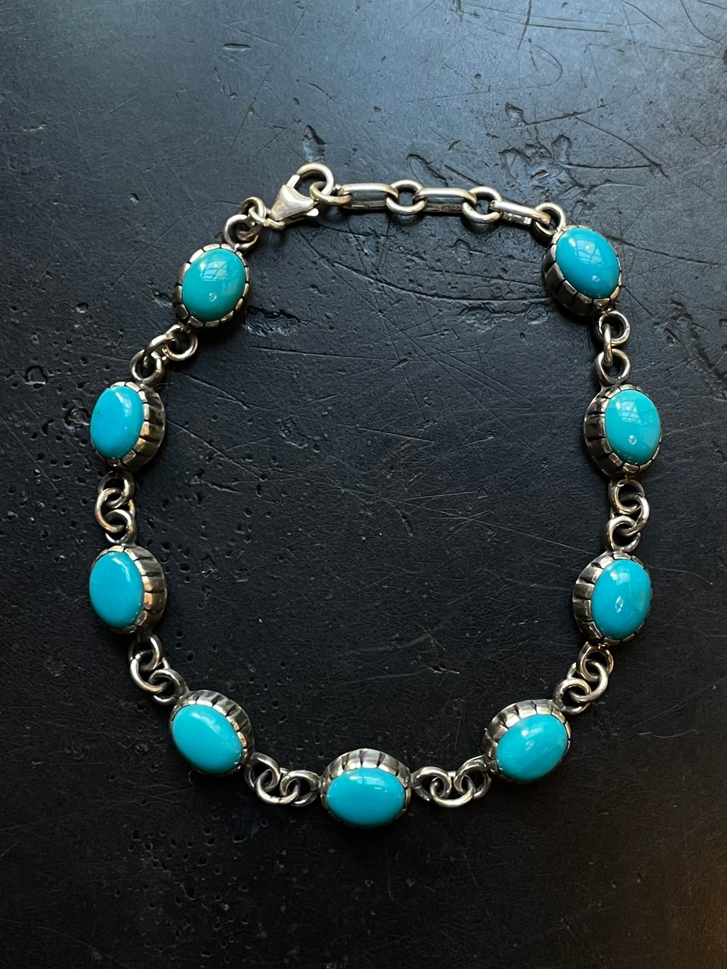 Kingman Turquoise Link Bracelet | Sterling Silver E838