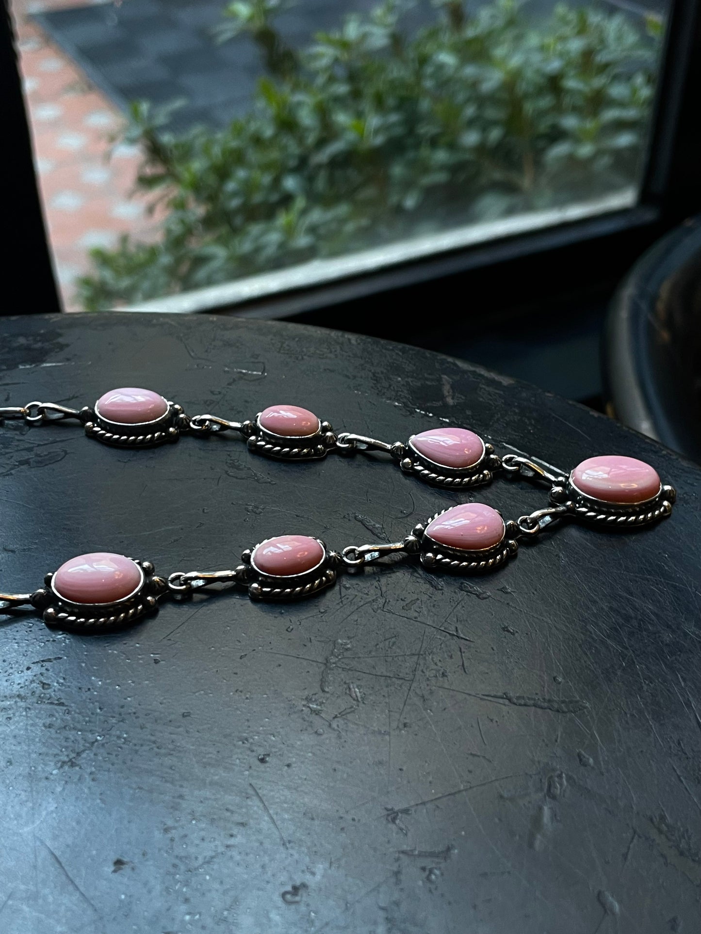 Pink Conch Lariat Necklace | 925 Sterling Silver E349