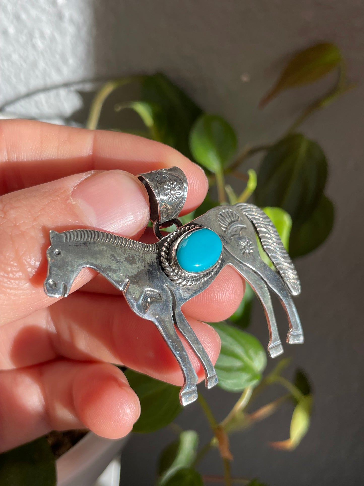 Turquoise Horse Pendant | Sterling Silver 925 B828