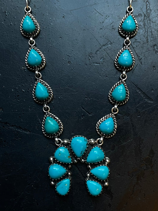 Kingman Turquoise Naja Necklace | 925 Sterling Silver E608