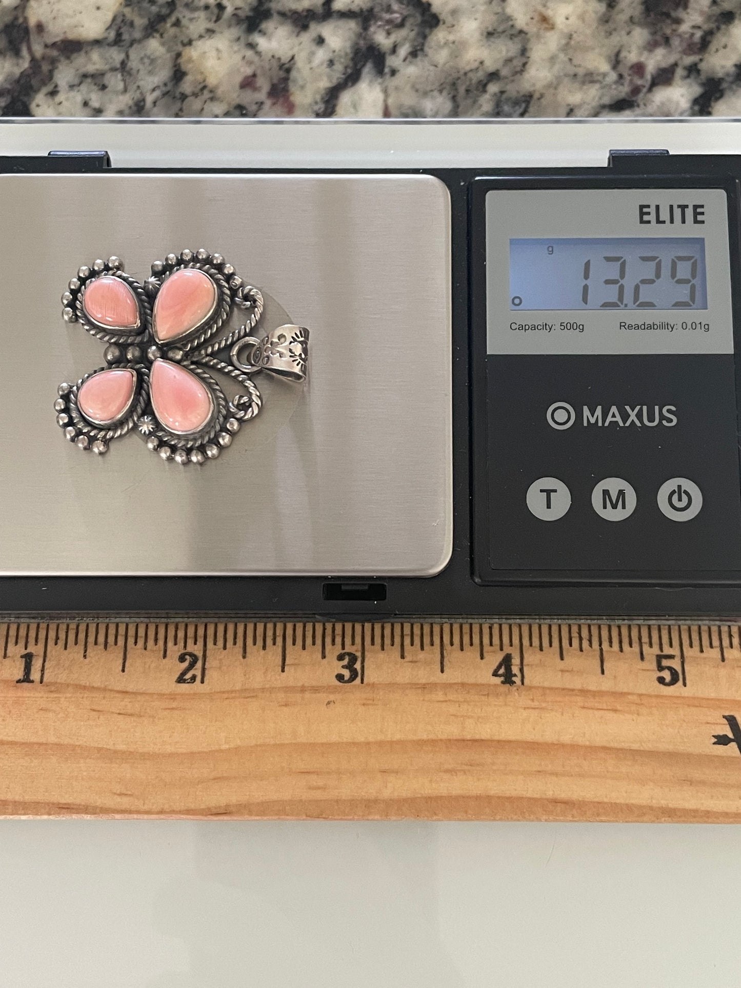 Pink Conch Butterfly Pendant | Sterling Silver G444