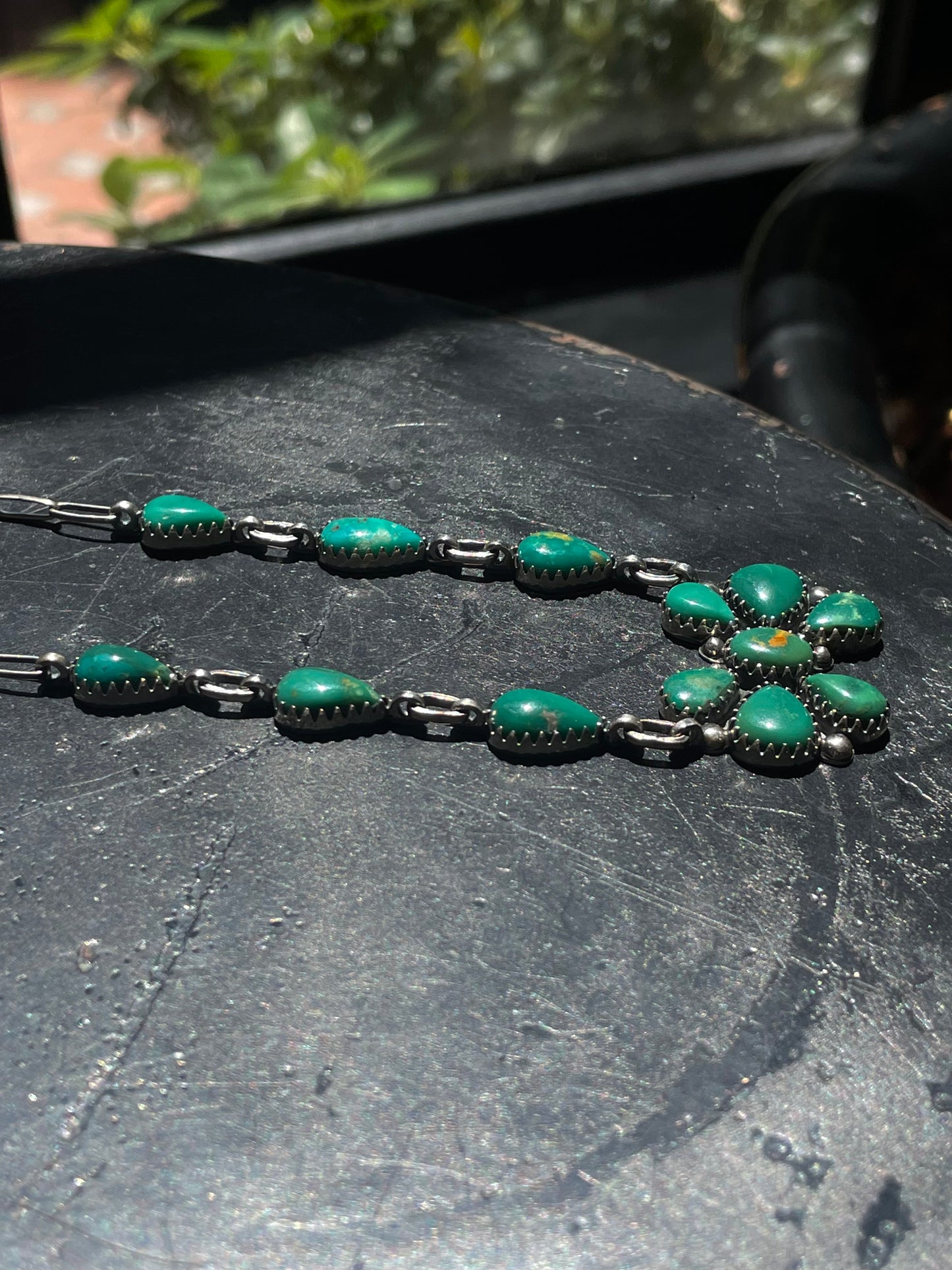 Kingman Turquoise Cluster Necklace | Sterling Silver G421
