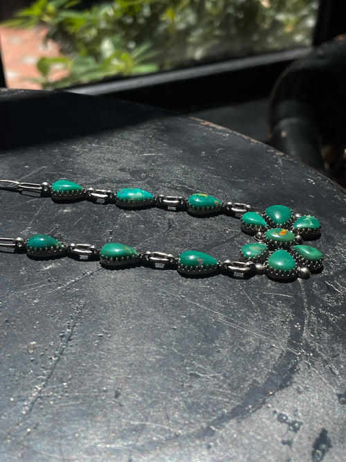 Kingman Turquoise Cluster Necklace | Sterling Silver G421