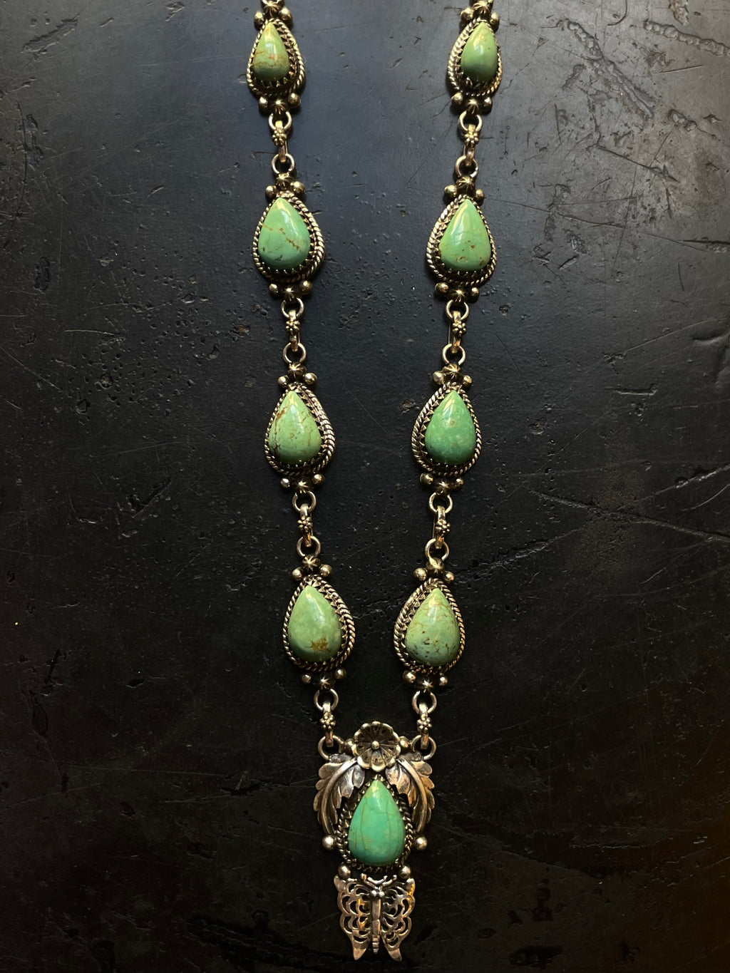 Kingman Turquoise Feather Lariat Necklace | 925 Sterling Silver G610