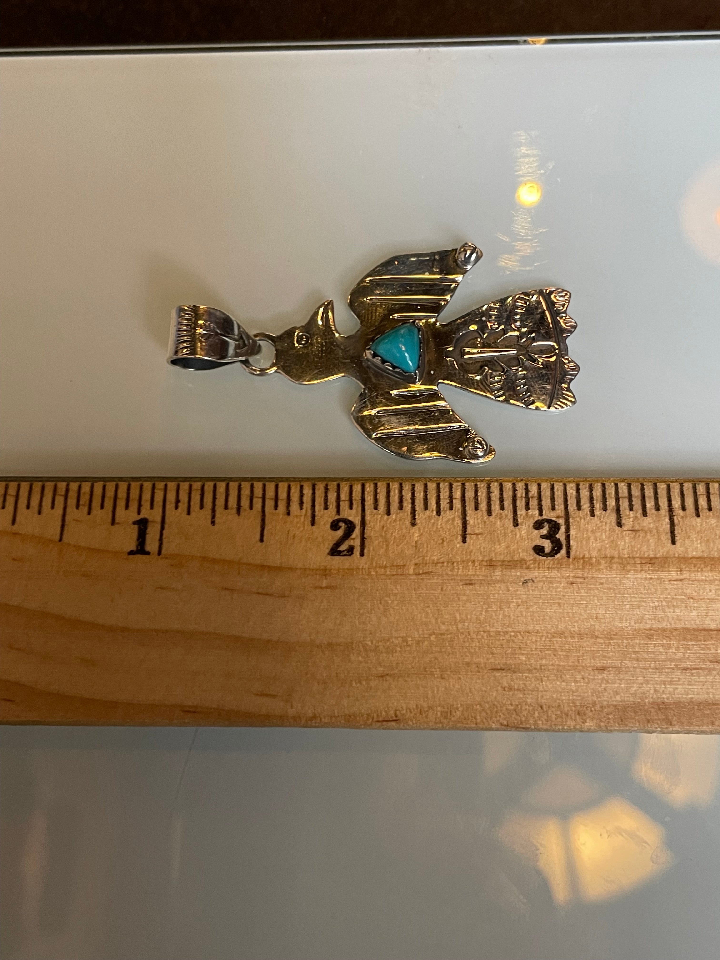Kingman Turquoise Thunderbird Pendant | 925 Silver C533