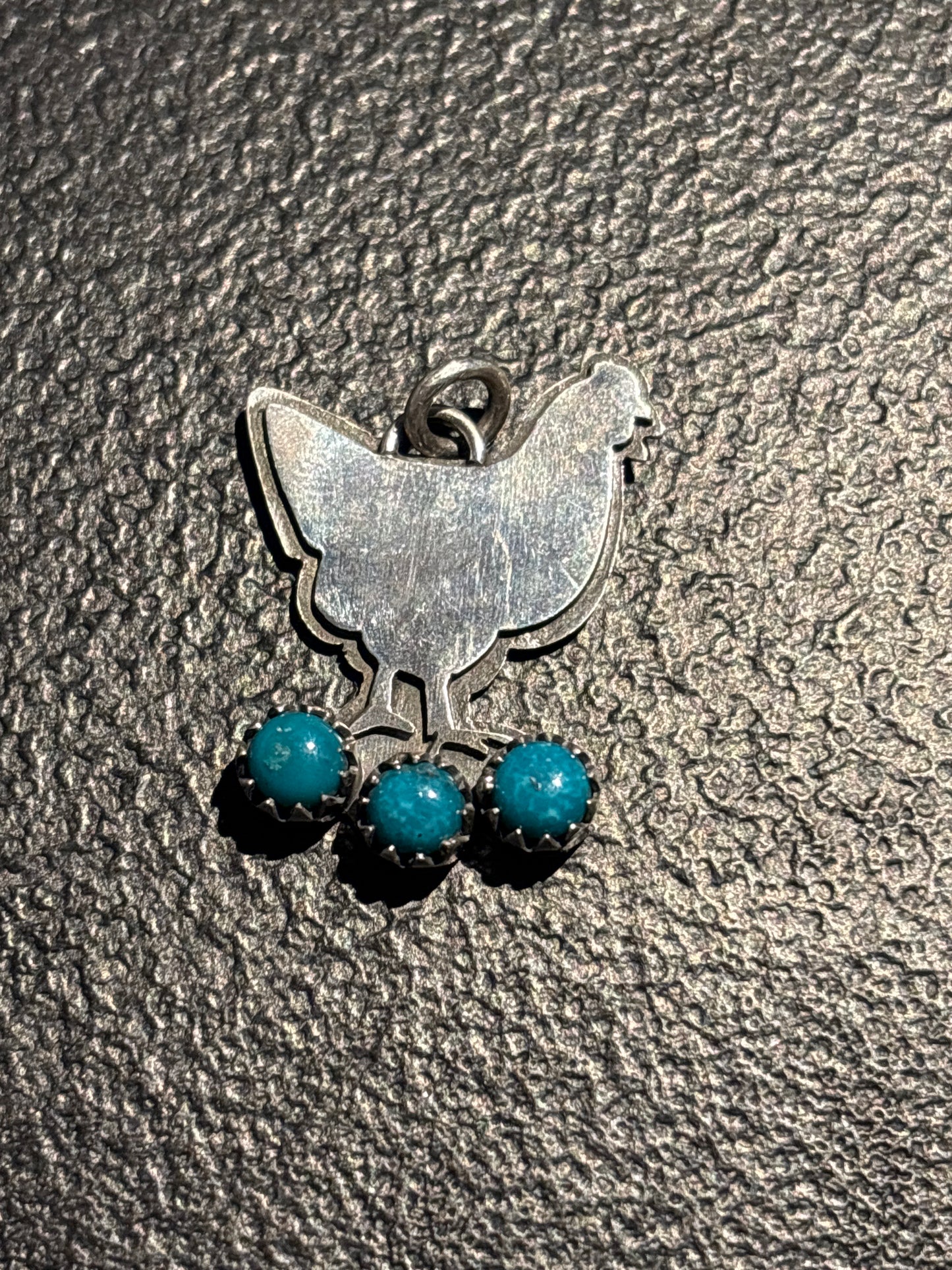 Kingman Turquoise Chicken Pendant | Sterling Silver | A723