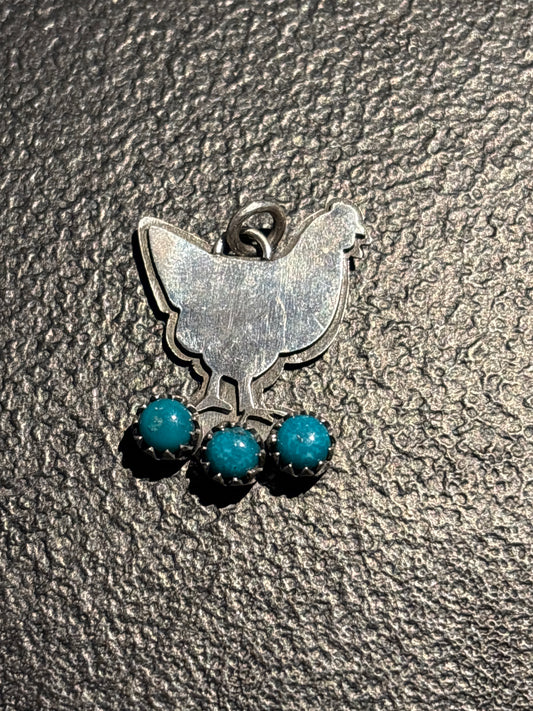 Kingman Turquoise Chicken Pendant | Sterling Silver | A723