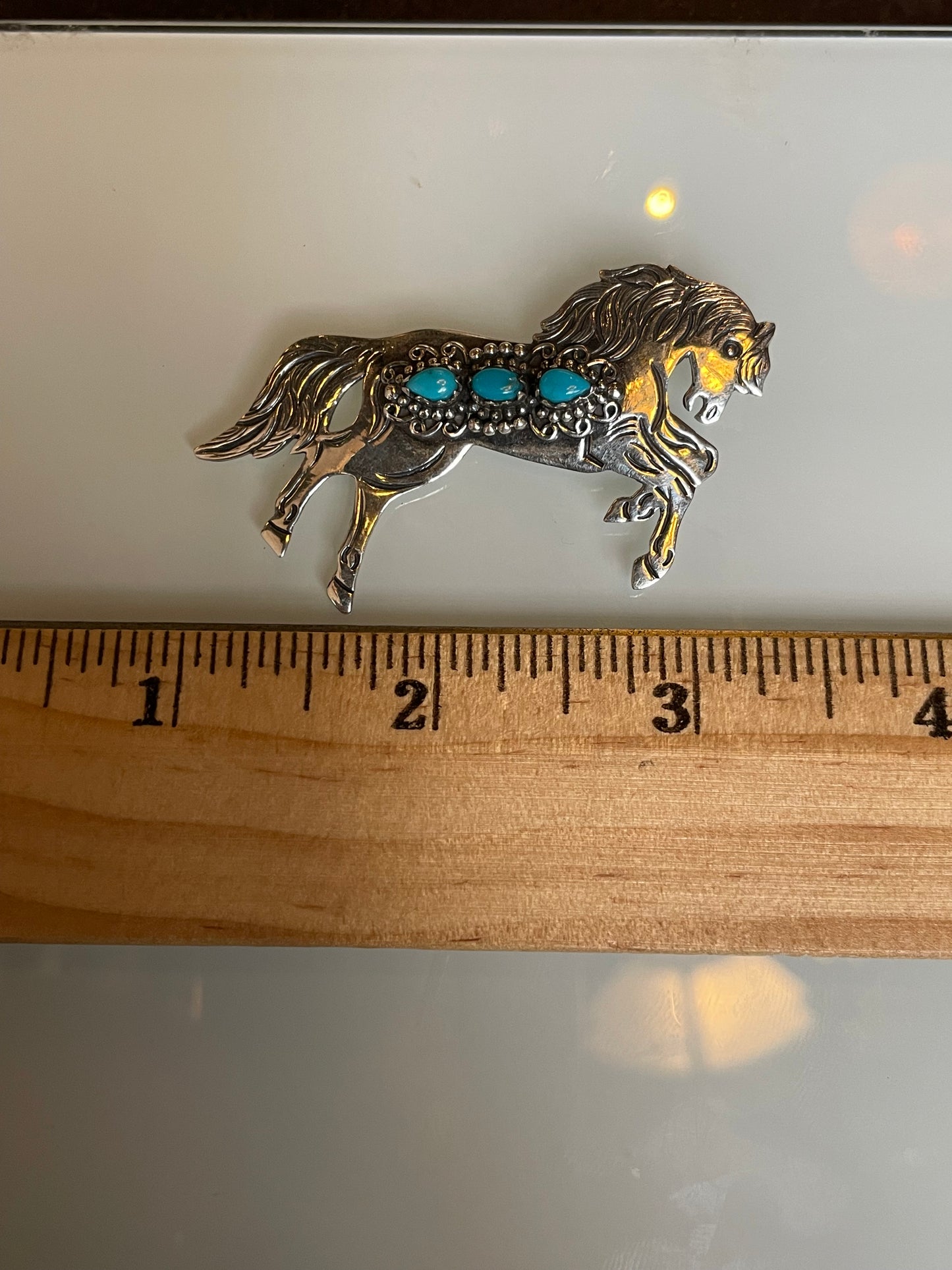 Kingman Turquoise Horse Pendant | 925 Sterling Silver C513
