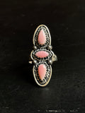 Pink Conch 3 Stone Ring Size 6.5 | 925 Sterling Silver E763