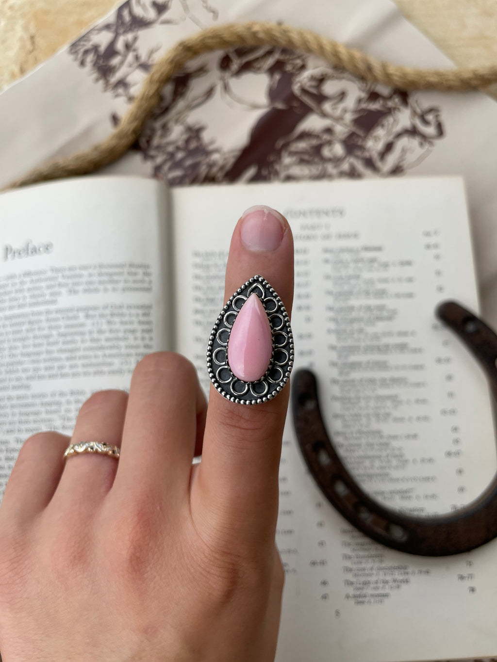 Pink Conch Teardrop Ring Size 7 | 925 Sterling Silver G760