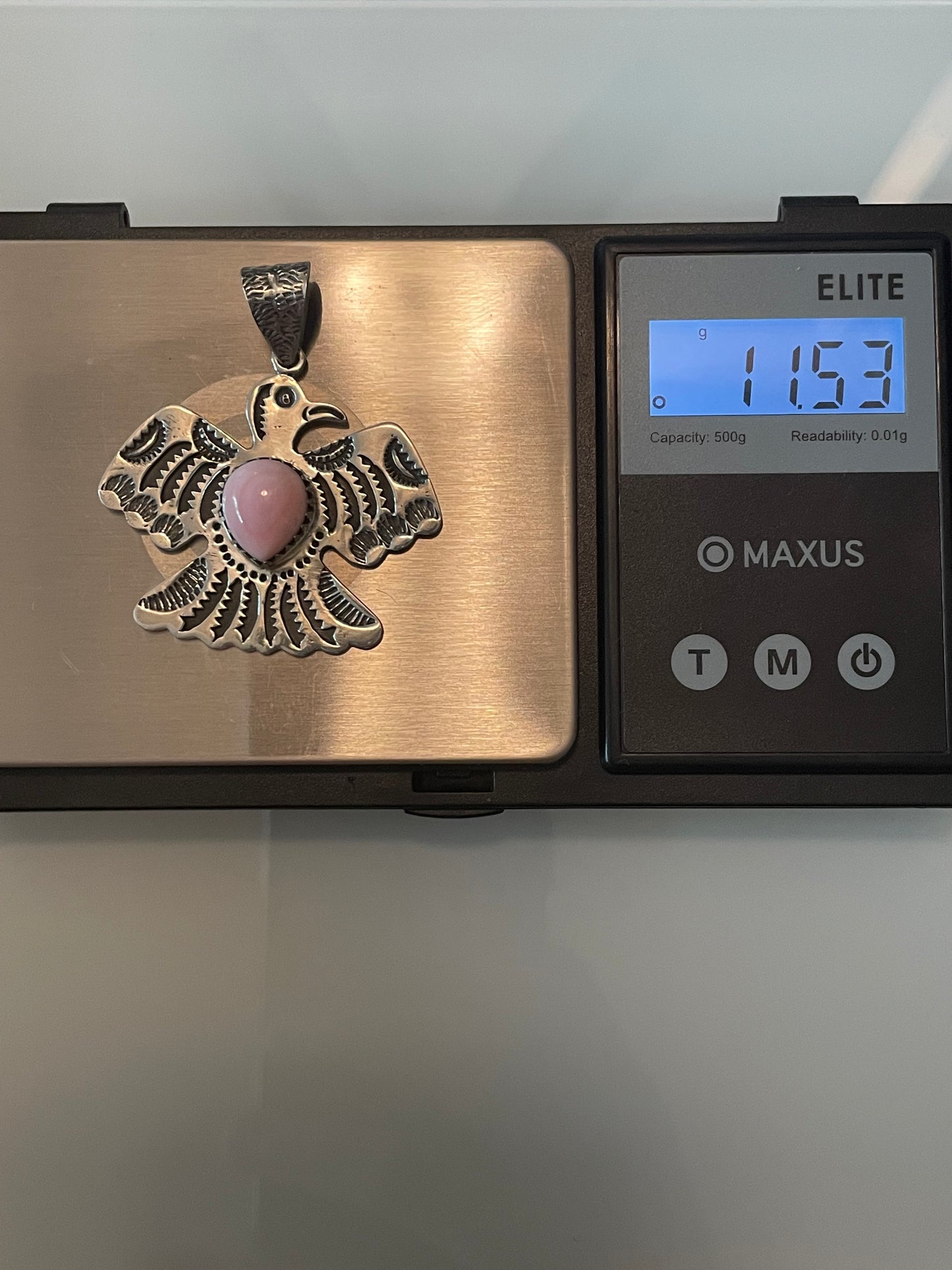 Pink Conch Thunderbird Pendant | 925 Sterling Silver E958