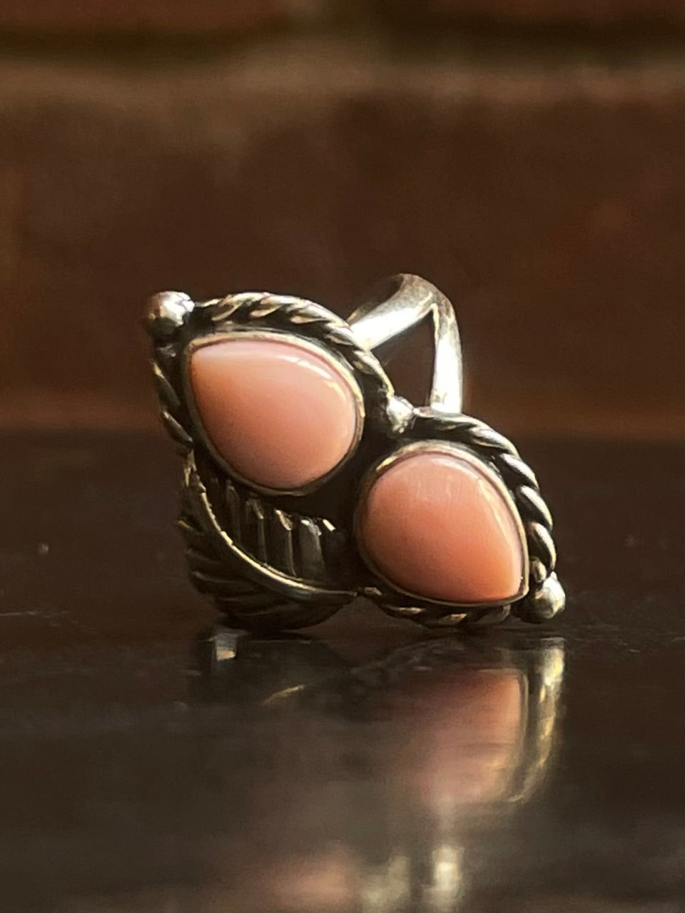 Pink Conch Tear Drop Ring Size 7.75 | 925 Sterling Silver G540