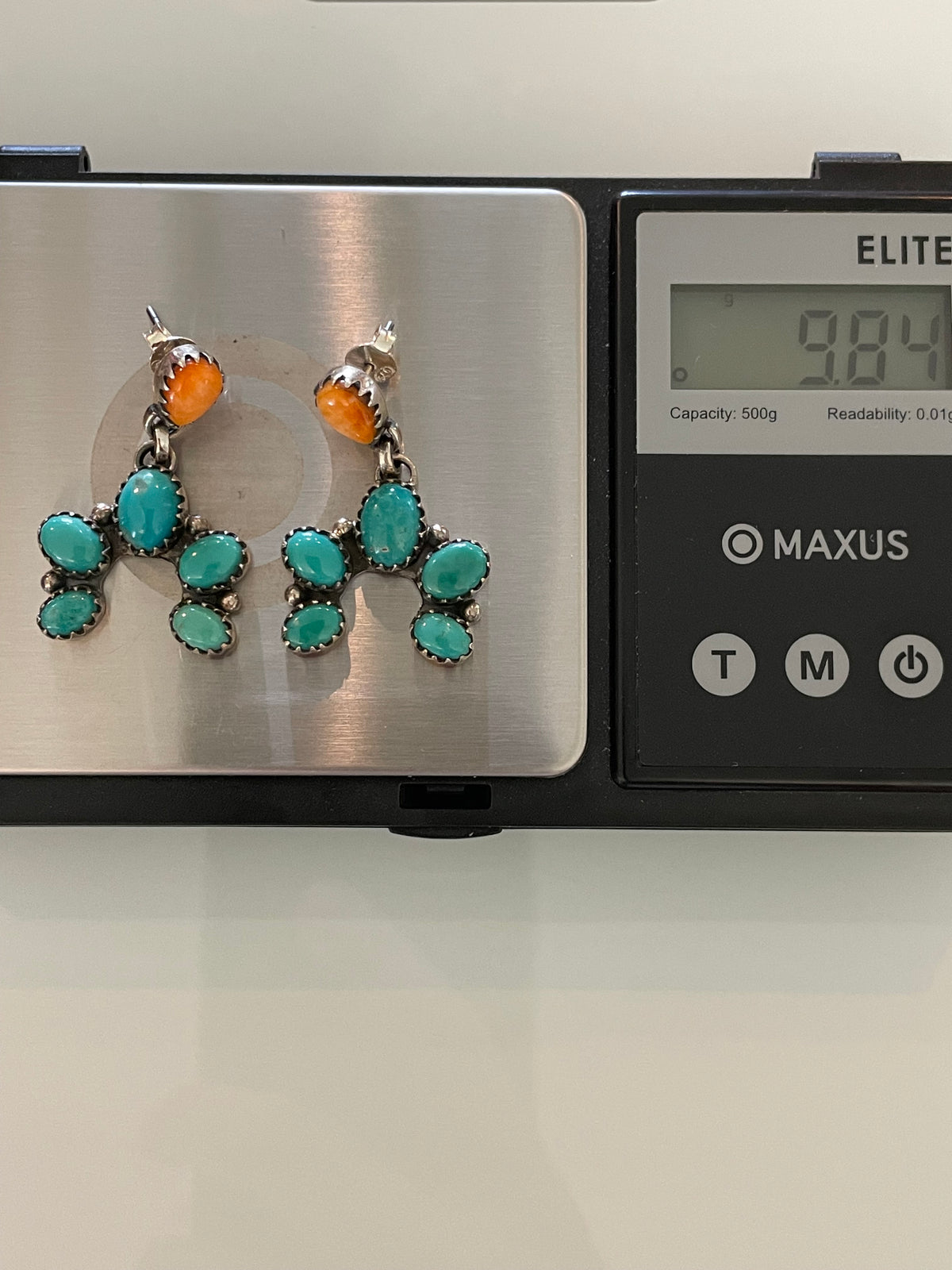 Turquoise Spiny Oyster Cluster Stud Earrings | 925 Sterling Silver G707