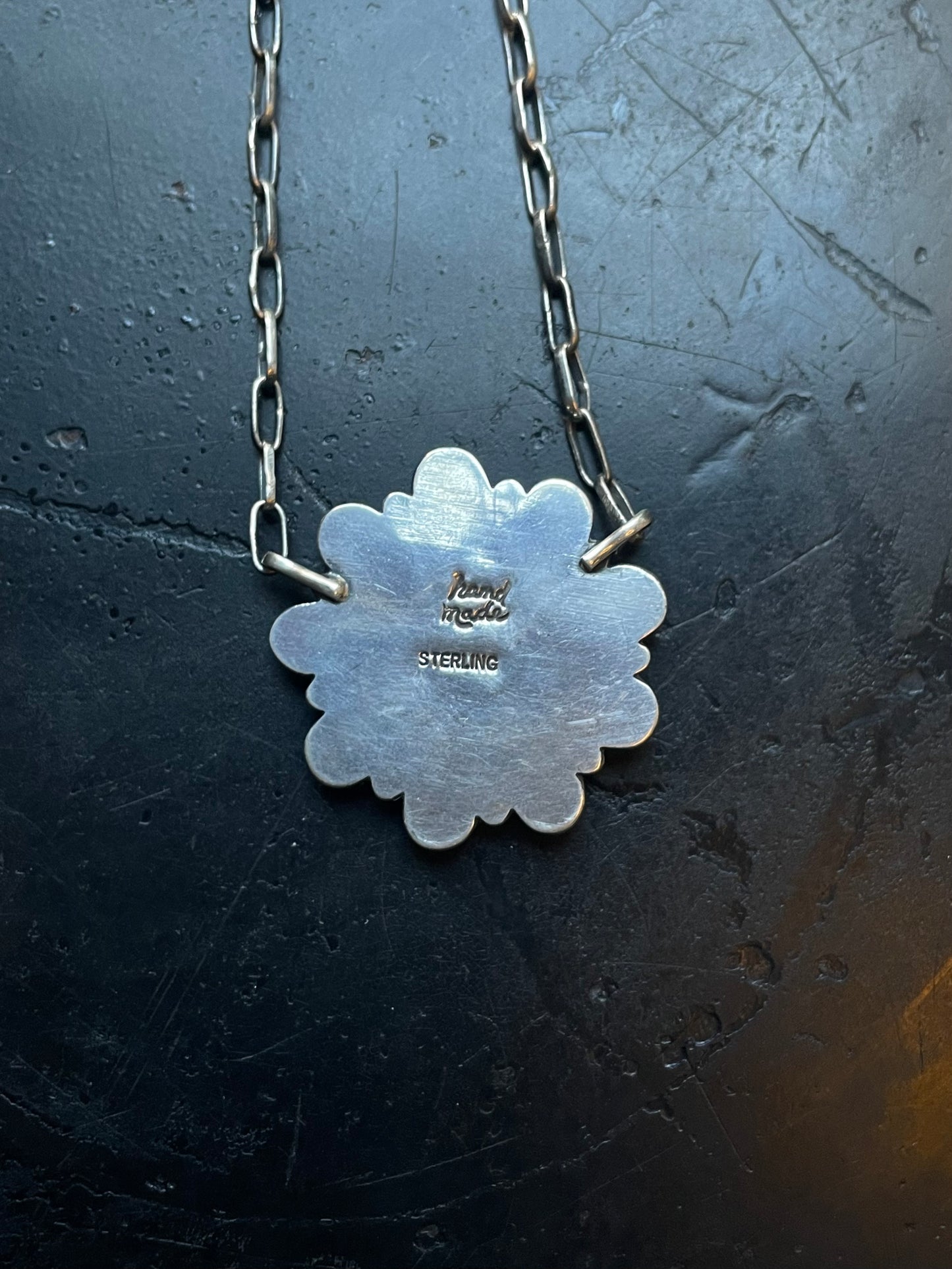 Kingman Turquoise Flower Cluster Necklace | 925 Sterling Silver E604